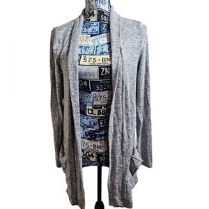 NWT Kim Rogers Open Front Lightweight Knit Cardigan Gray Sweater Petite Medium